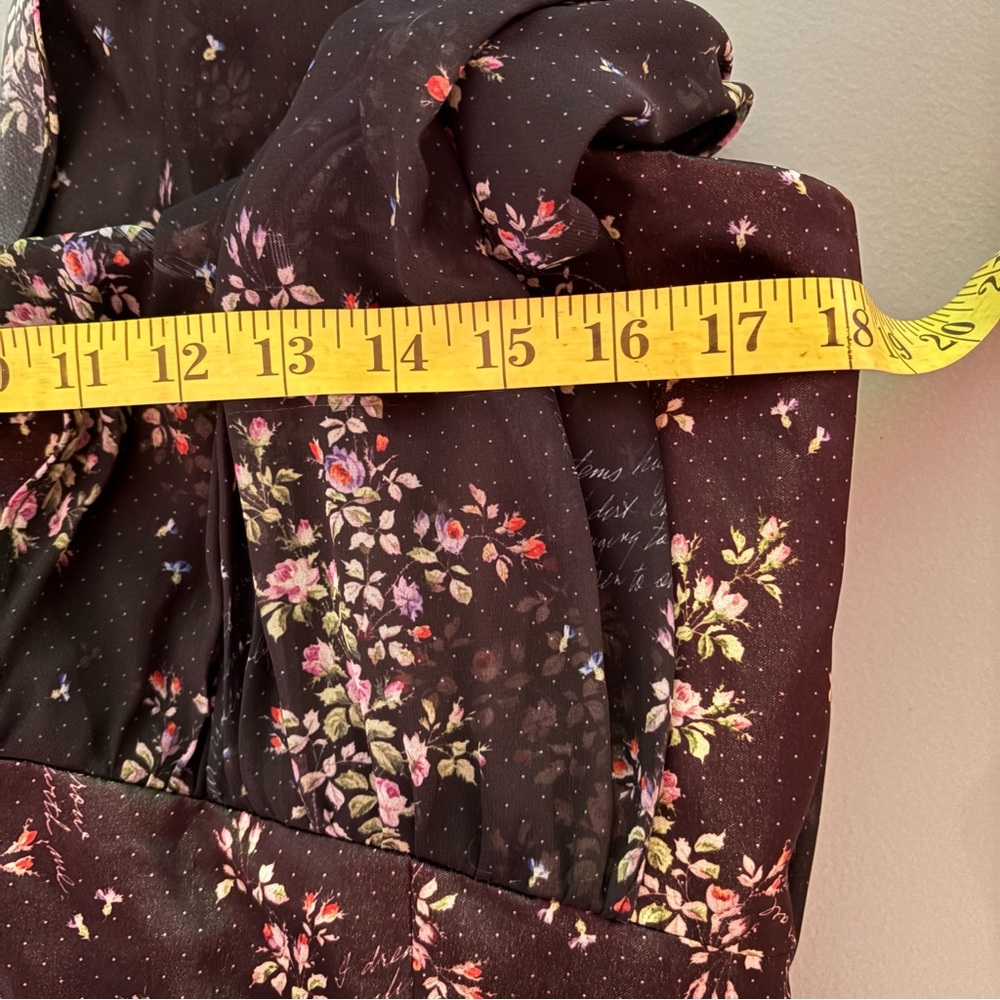AMUR Elegant Black Floral One-Shoulder Dress Sz 14 - Picture 6 of 8